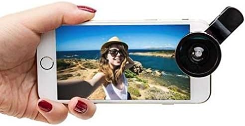 Комплект лещи за селфи Рибешко око 2 в 1, Широкоъгълен скоба за макро фотография, черен за Sprint HTC One M8 - Sprint HTC One M9