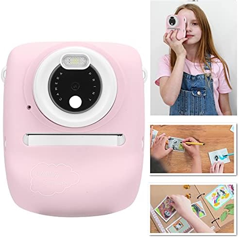 Детски Дигитален Селфи-Камера P01B с принтом 2,4-инчов IPS-Дисплей, Видео, Камера с Двойна Леща 1800 W за деца, Детска Камера (Розов)