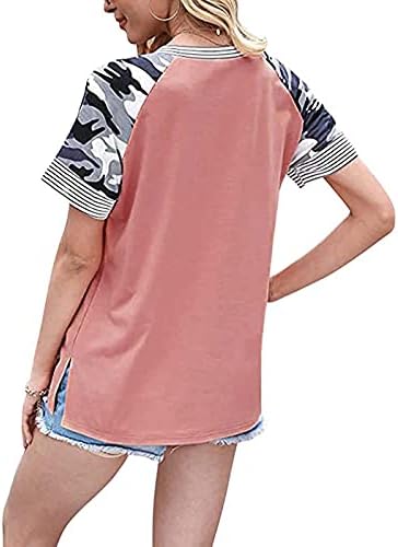 Женска Тениска NEARTIME, Ежедневни Камуфляжные Върховете в стил Мозайка с Къс ръкав Свободно Намаляване на Основните Върхове