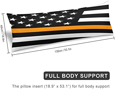 Флаг на САЩ с Тънка Оранжева Линия, Дълга Калъфка за Цялото Тяло, Меки Калъфки за възглавници, Калъф за Спално Бельо е със Скрит