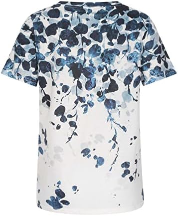 Блуза, Тениска за Жени Лято Есен 2023 Къс Ръкав през Цялата Деколте Лодка Памук Графичен Принт на Цветя Случайни Топ ZB