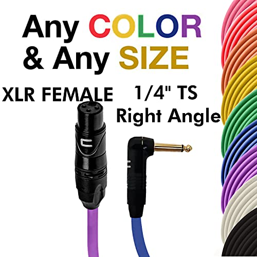 Конектор за свързване на асиметричен XLR кабел под прав ъгъл 1/4 TS - 0,5 Метра Black Pro с 3-пинов микрофонным конектор за свързване