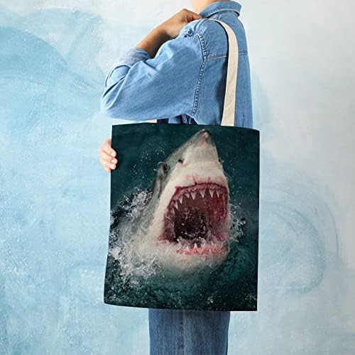 Дамски Холщовая Чанта-Тоут Great White Shark, За Многократна Употреба За Хранителни Стоки Чанти, Персонални Чанти За Пазаруване