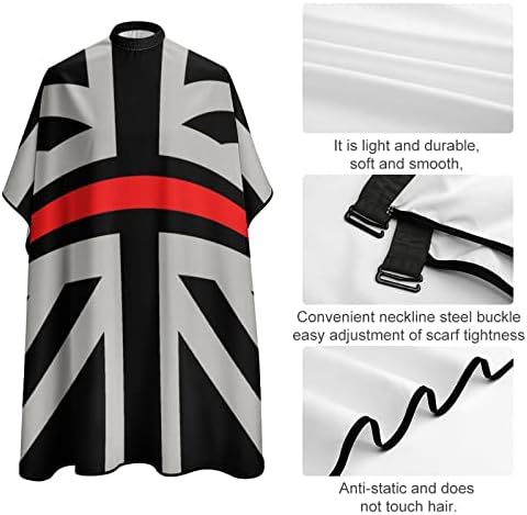 Черна Тънка Червена Линия Великобритания Британски Флаг Фризьорски салон Наметало Професионален Престилка За Подстригване на Коса