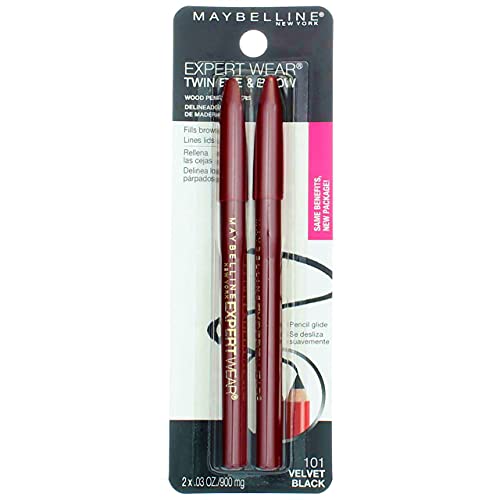 Моливи за вежди и очи на Maybelline New York Expert Носете Twin, 101 Мек-черно, 0,03 грама (опаковка от 2 броя)