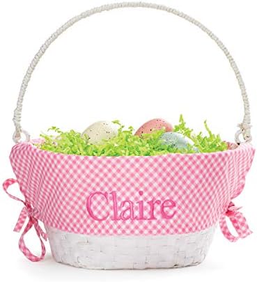 Персонални кошница с великденски яйца с писалка и потребителското име | Втулки за Великденски кошници в Синя клетка | Бяла кошница