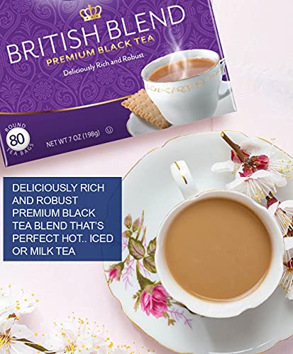 Черен чай премиум-клас Tetley British Blend, сертифициран Rainforest Alliance, 80 чаени пакетчета (опаковка от 4 броя)
