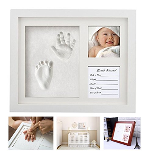 Комплект рамки за снимки с отпечатък от детска ръка и отпечатък от крака, Красива рамка за спомен с набор от отпечатъци от глина