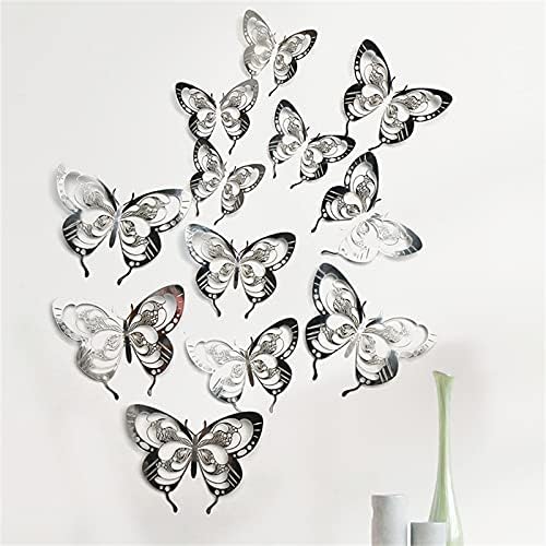 ninRYA 3D Стенен Декор с пеперуди, 12шт, Етикети с пеперуди 3 Размера, Вечерни Украса за Торта за Момичета, Детска Спалня, Баня,