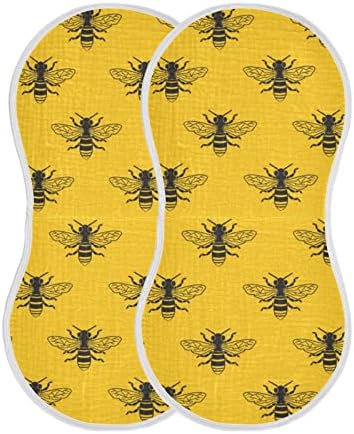 YYZZH Модел Пчелите На Жълтите Муслиновых Салфетки от Оригване на Бебе, 2 Опаковки, Памук, Детски Гъба, Престилки за Момчета