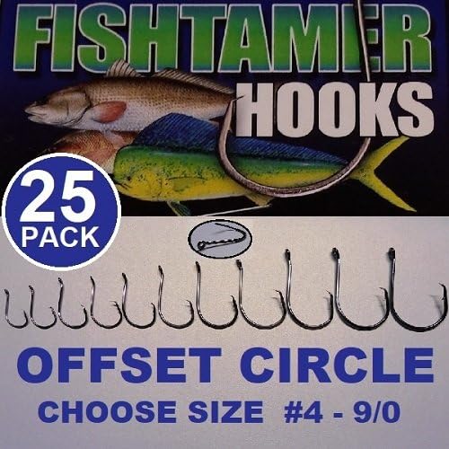25 Опаковки 2 Офсетных кръгли куката Super Sharp Fish Tamer Pro Pack Риболовни куки - Качеството на морската вода по цени на сладководните