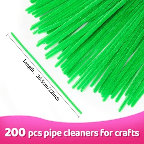 Почистващи тръби Praisebank за бродерия (200 бр. зелен цвят), почистващи тръби с дължина 12 см, зелени почистващи средства тръби.