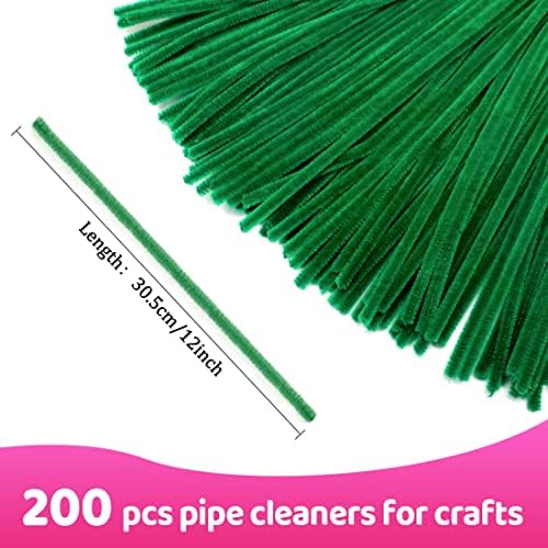 Почистващи тръби Praisebank за бродерия (200 бр. коледен зелен цвят), почистващи тръби с дължина 12 инча, почистващи тръби коледните