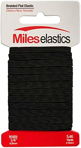 Майлс Еластични Плетени плоски дъвки 1/4 инча (6,35 мм) на 5,46 ярда (на 5 метра) - Тъмно синьо | Здрава дъвка | Машинно пране и