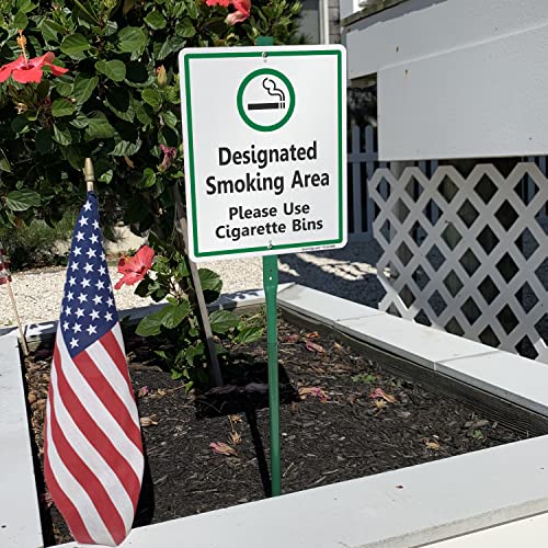 Perfekt-знак SmartSign с размери 12 x 10 инча Място за пушене - моля, използвайте кошчета за цигари с 3-футовым стълб, 40-мм ламиниран