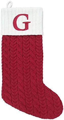 Коледни Чорапи с монограм от Червено Въже на площад Св. Николай, 21 Инча (буква G)