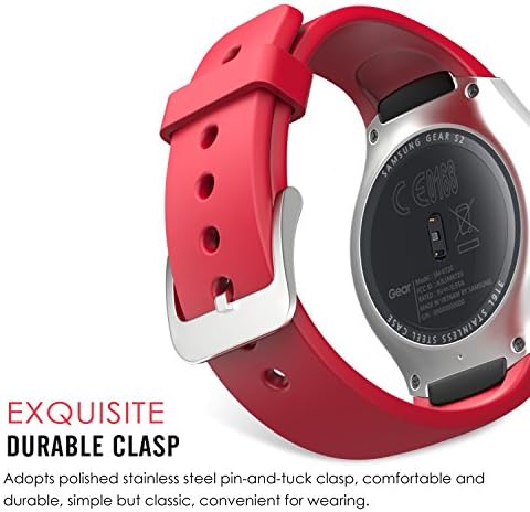 Каишка за часовник MoKo, съвместим с Samsung Gear S2, мек силикон взаимозаменяеми спортен каишка, подходящ за смарт часа Gear S2
