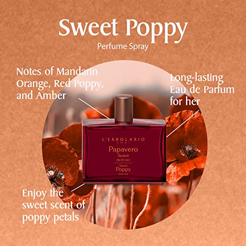 L ' Erbolario Sweet Poppy - Нотки на мандарина, Червен мак и Кехлибар - Цветен аромат за жени - Неуловим, Сладък вкус - да Събужда