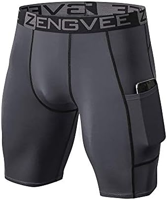 Мъжки компресия шорти ZENGVEE, 3 опаковки с джоб, за джогинг, за фитнес, плуване, йога, катерене, тренировки, колоездене, бягане