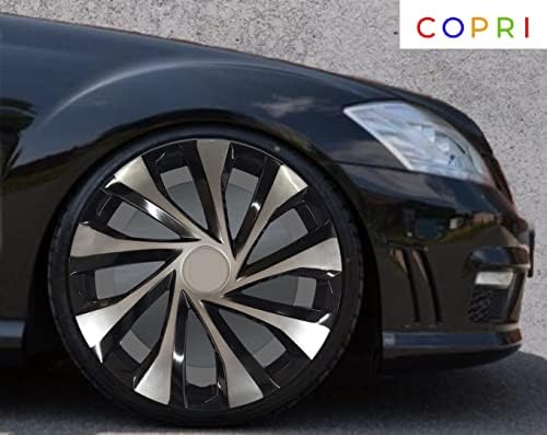 Комплект Copri от 4 Джанти накладки 15 инча, Сребристо-Черен, Капачка на Главината, Защелкивающийся За Audi