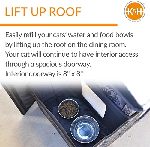K&H Pet Products Двуетажна Открит Приют за няколко котки с Трапезария и нагрява кафе Термо-Кити, Сив лист