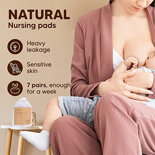 KeaBabies за Многократна употреба тампони за кърменето и еластична Превръзка за подкрепа на корема при бременност - 14 опаковки