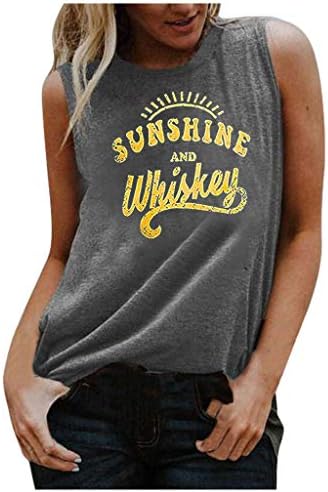 Тениски NEARTIME Sunshine Whiskey за Жени, Всекидневни Жилетка с Къс Ръкав и Кръгло Деколте и Принтом, Свободна Туника, Потник,