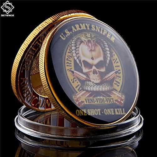 Американската Сувенир, Позлатена Монета Оригинален Снайперист от Армията на САЩ One Shoot One Kill Американски Орел Военен Предизвикателство