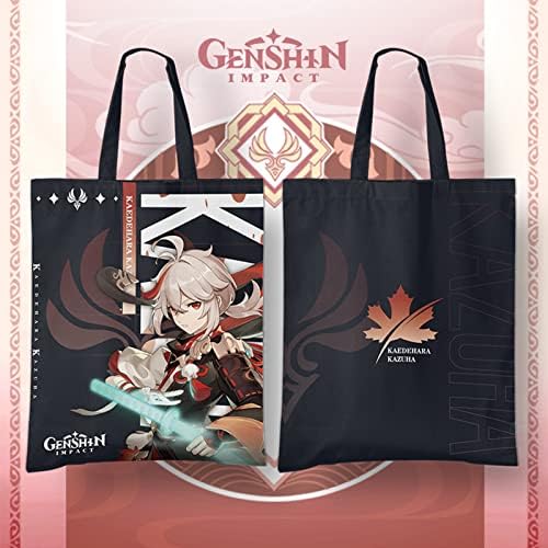 EGEN Genshin Шок Холщовая чанта, Чанта за пазаруване с аниме герои от анимационни филми 42 см * 33 см, за Многократна употреба за