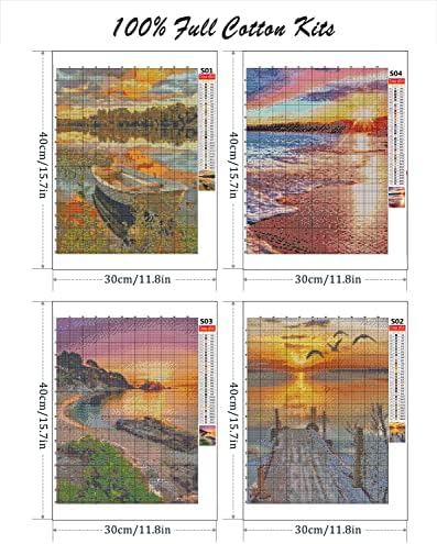 LWZAYS 4 Опаковки от Комплекти за бродерия на кръстат бод-Щампован Комплекти за Бродерия на кръстат бод за Възрастни Пейзажные посредник