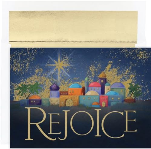Masterpiece Studios Празнична колекция от Коледни картички Премиум-клас, 15 парчета, в пликове, с фольгированной подплата, 7,8 x 5,6 инча, покрити със сняг елхи (915300)