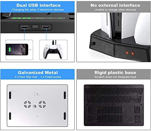 Вентилатор за охлаждане LVGOD PS5, Охладител PS5, Вертикална Поставка за конзола PS 5 Digital Edition /Ultra HD с индикатор двойно