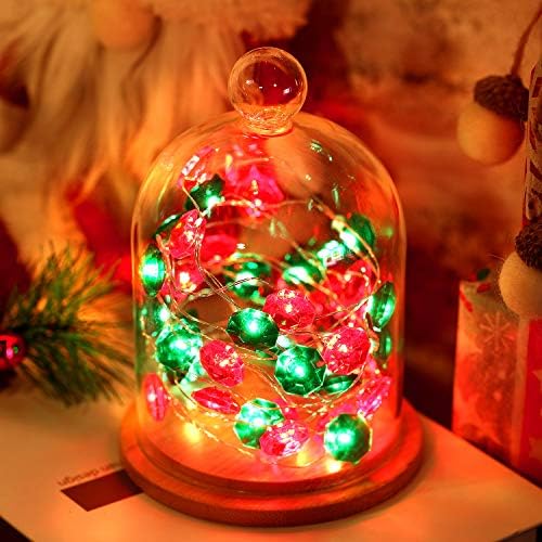 Коледни Гирлянди с Кристали и Диаманти, 10 фута, 40 Непромокаеми led Фенери на батерии с 8 Режима, Декоративни Светлини за Коледен