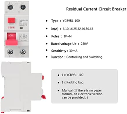 Автоматичен прекъсвач остатъчен ток MAMZ 230V 50/60 Hz RCCB MCB 30 мА и защита от изтичане на 6/10/16/20/25/32/40 А (Цвят: N 1P,