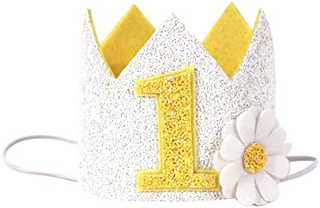 Украса за парти в чест на 1-ви рожден ден BOOMPA - Превръзка на главата за парти в чест на първия рожден ден, Шапка с корона от бели маргаритки на рожден ден - Проста, чист?