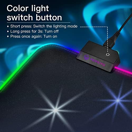 MNSRUU Геймърска подложка за мишка RGB - Голям led подложка за клавиатура с гладка, водоустойчива повърхност и неплъзгащи гумена