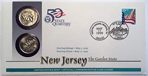 1999 P D Монетен двор на щата Ню Джърси, САЩ Корица на Първия ден Блестяща, Без да се прибягва