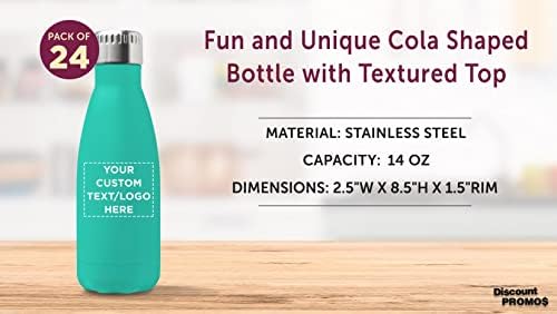 ОТСТЪПКИ ЗА 24 Бутилки за вода във формата на Brisa Cola 14 грама. Комплект за Персонализация на текст, Лого от Неръждаема стомана