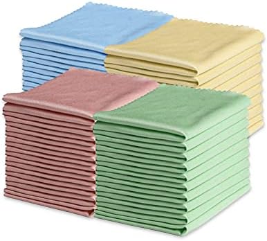 50 Опаковки цветни салфетки за почистване от микрофибър (6,75 x5,5) - За почистване на лещи, очила, екрани, камери, iPad, iPhone,