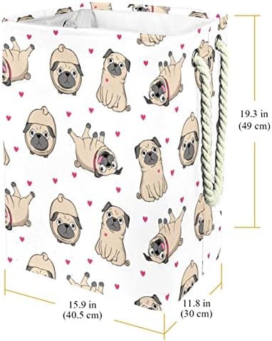 Смешно Кученце С Изображение на Сърцето на Кучето Големи кошове За пране и Чанта За Съхранение на Мръсна Кърпа Кошница с Дръжки