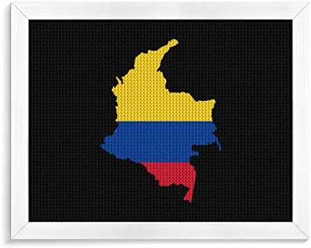 Флаг Карта Колумбия Диамантена Живопис Комплекти Фоторамка 5D направи си САМ Пълна Тренировка Планински Кристал Изкуство Стенен