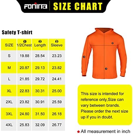 Мъжка Тениска с дълъг ръкав FONIRRA Safety High Visibility от 3 Опаковки, Строителни Работници, Блузи с Качулка