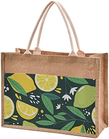 Лимони на Абстрактното Изкуство Джутовые Чанти-Тоут за Многократна употреба за Хранителни стоки Чанти Платно Джоба Плажната Кухненски Чанта За Пазаруване с Дръжк